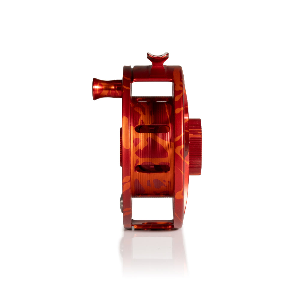 Iconic Fly Reel - Magma Red/Orange Splatter